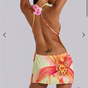 Brand new Jaded London Lucia Backless Mini Dress With Flower Detail